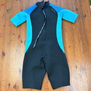 NRS 2.5mm Shorty Mens XL Wetsuit Blue Black Front Zip Short‎ Sleeve